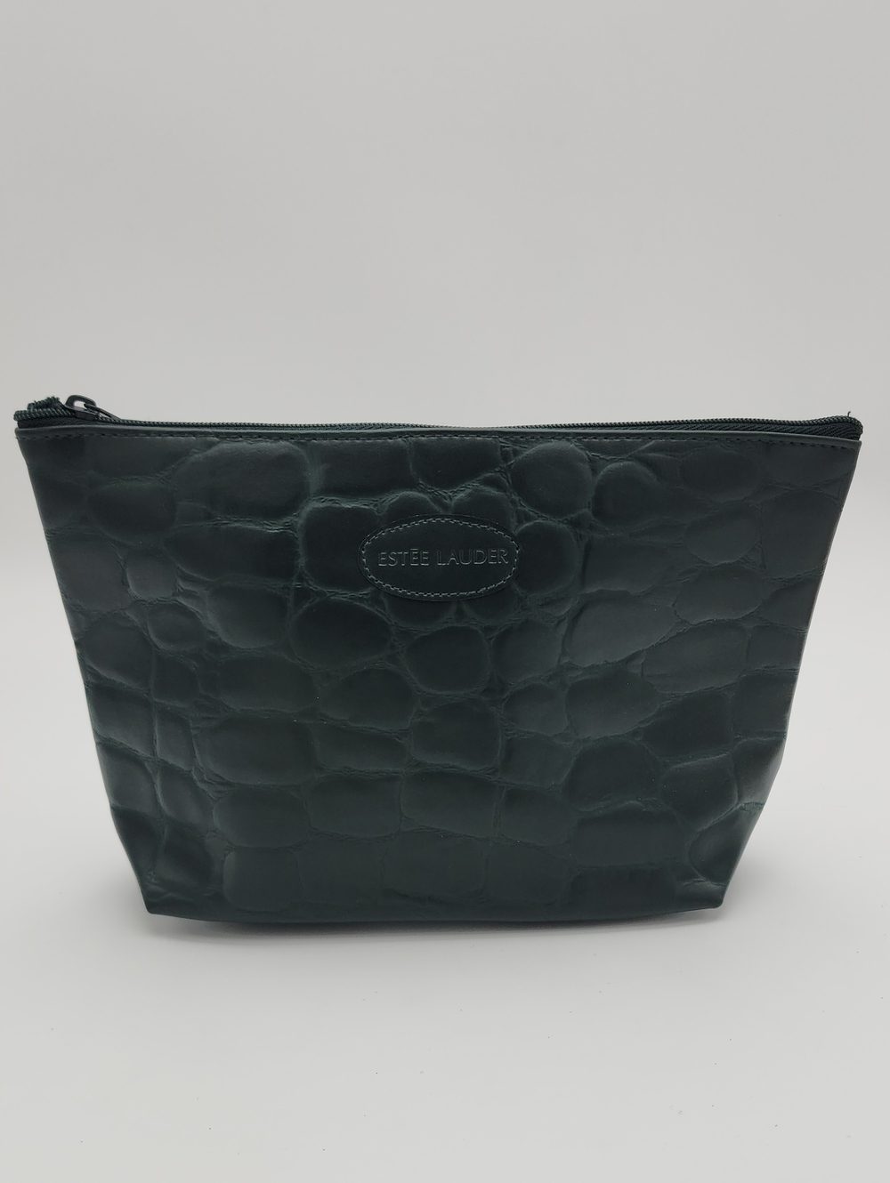 Estee Lauder Dark Green Embossed Croc Cosmetic Pouch